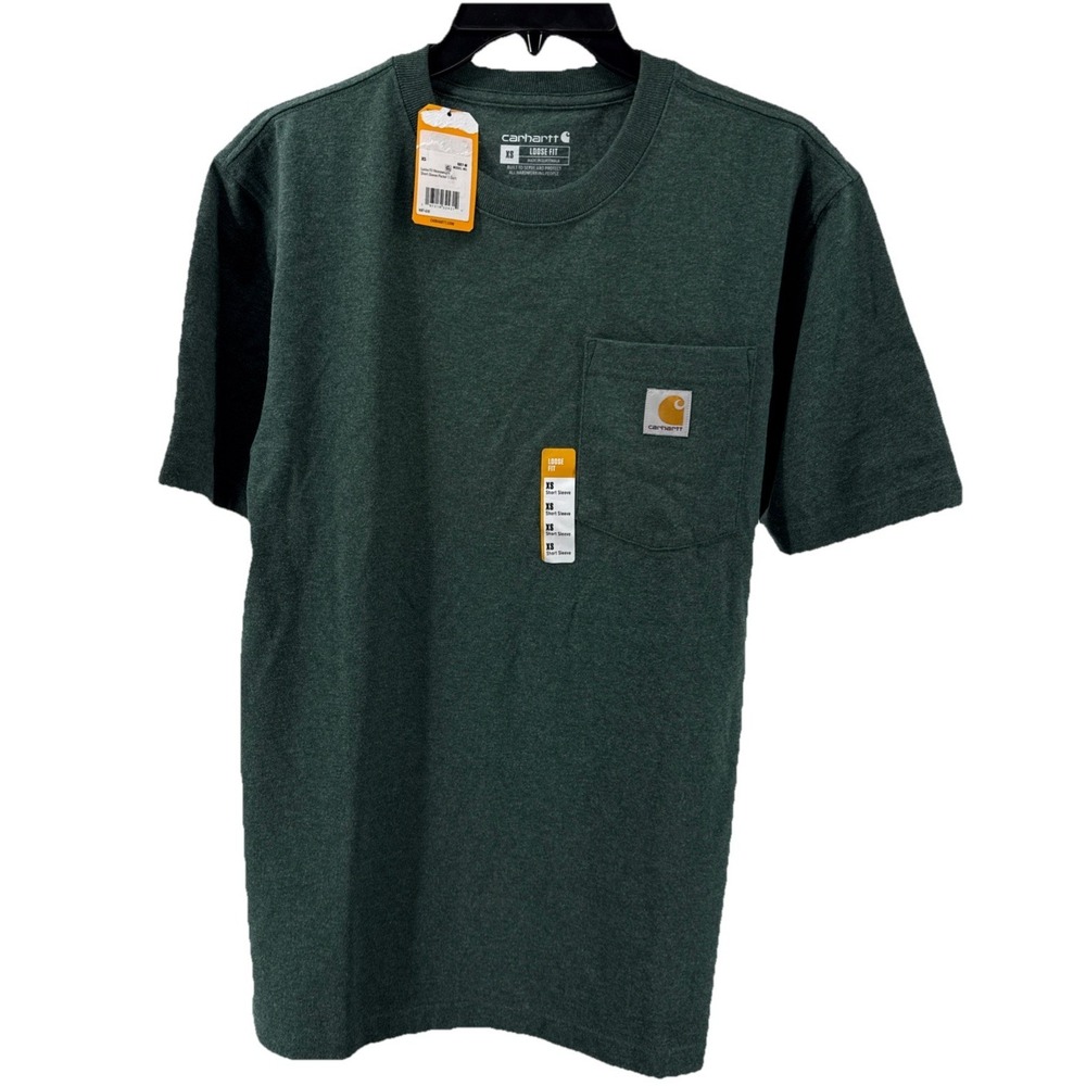 NWT Carhartt Pocket T-Shirt Men's XSmall Green Loose Fit Workwear Tee